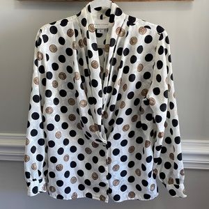 Vintage Casual Corner Petite Blouse size 12 EUC Covered Buttons